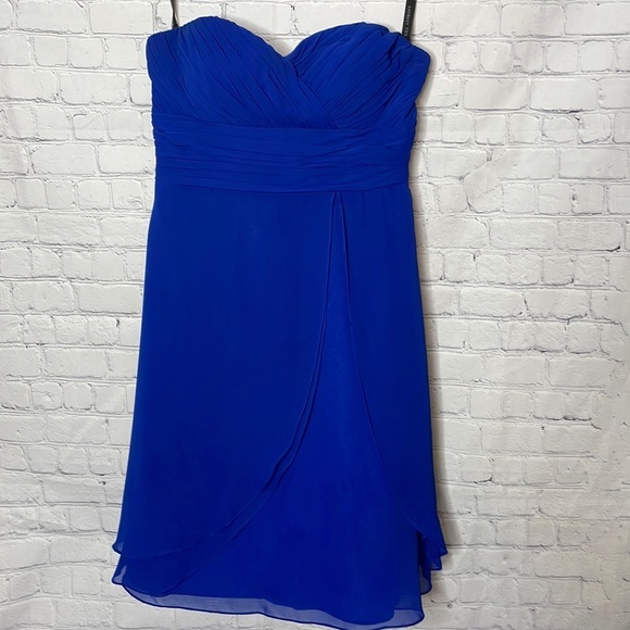 Bill Levkoff Dresses & Skirts - Bill Levkoff Royal Blue Strapless Chiffon Midi Bridesmaid Prom Formal Dress - 6